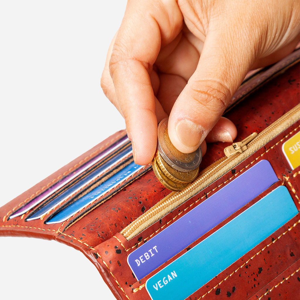 Ví nữ dạng mỏng Slim Wallet gập bấm cúc - HGcork Corkor CK274 - Nhiều màu - Vật liệu 100% da cork thực vật thuần chay từ vỏ cây sồi Bồ Đào Nha, Siêu bền, Chống cháy, Chống mốc, Chống thấm nước, Thân thiện với môi trường – Hàng chính hãng, Sản xuất Handma
