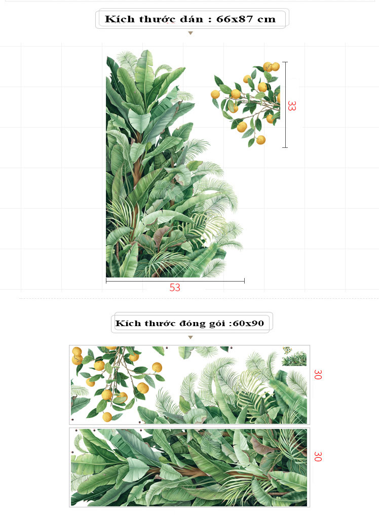 Sticker Giấy Dán Tường Decal Dán tường Tranh Dán Tường Trang Trí Tường Mẫu Cây Cảnh Trong Nhà ZDB-2488