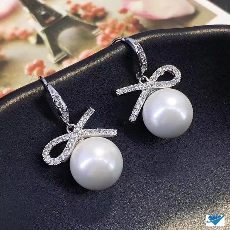 Bông tai bạc khuyên tròn hoa trai chất liệu bằng bạc s925 MS0094
