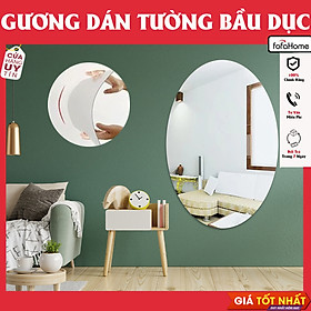 Gương Dán Tường Acrylic 3d Hình Oval 42x27cm
