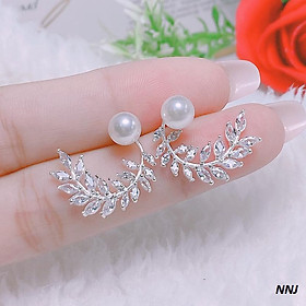 Bông tai bạc hình lá trai chất liệu bạc s925 MS85a