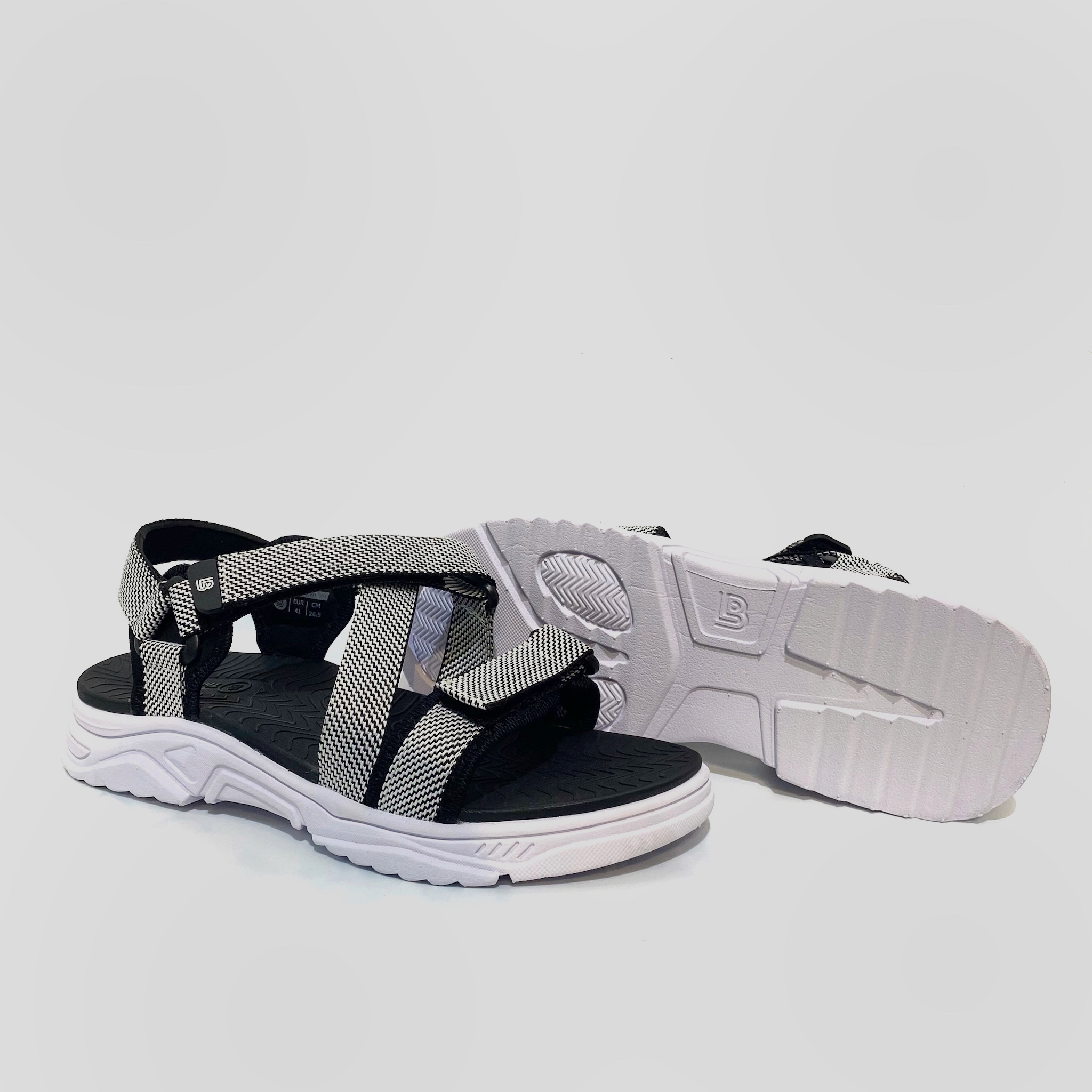 Giày Sandal Nam The Bily Quai Chéo Đôi - Đế Trắng Lót Đen Màu Trắng BLDTMD02