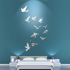 Decal dán tường trang trí 3D sáng tạo cao cấp (M2) 11 chim bồ câu