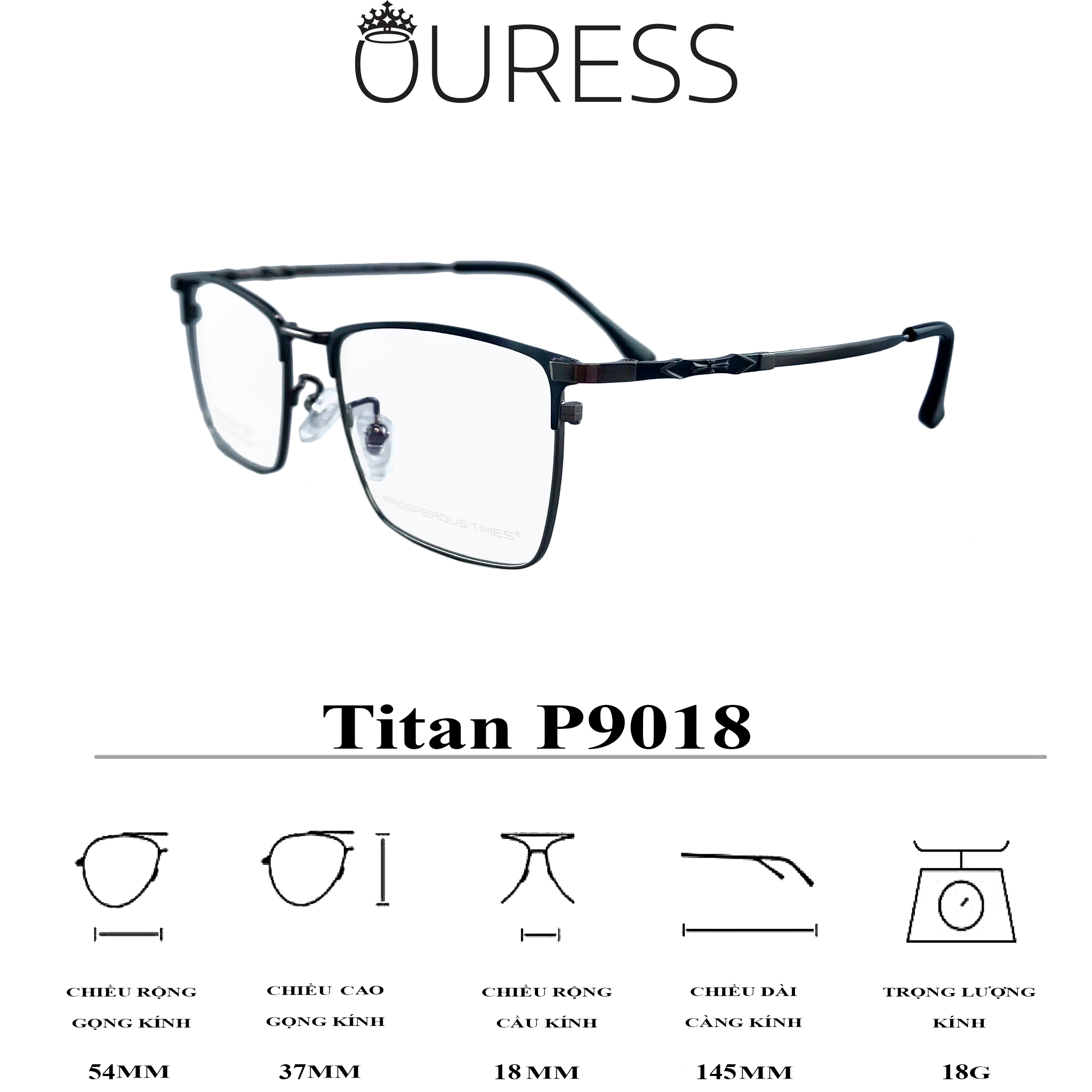 GỌNG KÍNH TITAN NAM (Titanium Pors Men) CHẤT LIỆU VƯỢT TRỘI SIÊU NHẸ SIÊU BỀN – P9018