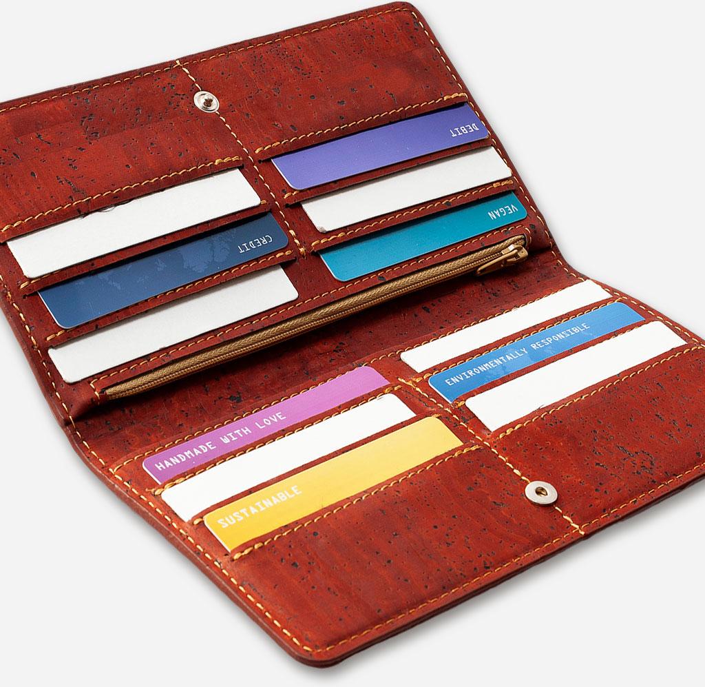 Ví nữ dạng mỏng Slim Wallet gập bấm cúc - HGcork Corkor CK274 - Nhiều màu - Vật liệu 100% da cork thực vật thuần chay từ vỏ cây sồi Bồ Đào Nha, Siêu bền, Chống cháy, Chống mốc, Chống thấm nước, Thân thiện với môi trường – Hàng chính hãng, Sản xuất Handma