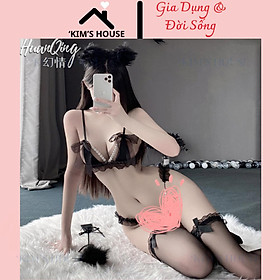 Bộ Đồ Lót Ren Sexy Có Đính Hạt Gợi Cảm Gồm Áo Bra Và Quần Lót ,Đồ Lót Ren Nơ Quyến Rũ C054