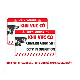 Tem Decal Nhựa Khu Vực Camera Giám Sát , Tem Chú Ý Dán Cảnh Báo, Có Camera Giám Sát Để Phòng Trộm Cắp. Takyhome 5004
