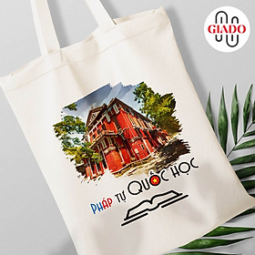 Túi canvas GIADO, túi vải bố, túi tote mẫu Huế Pháp tự Quốc Học