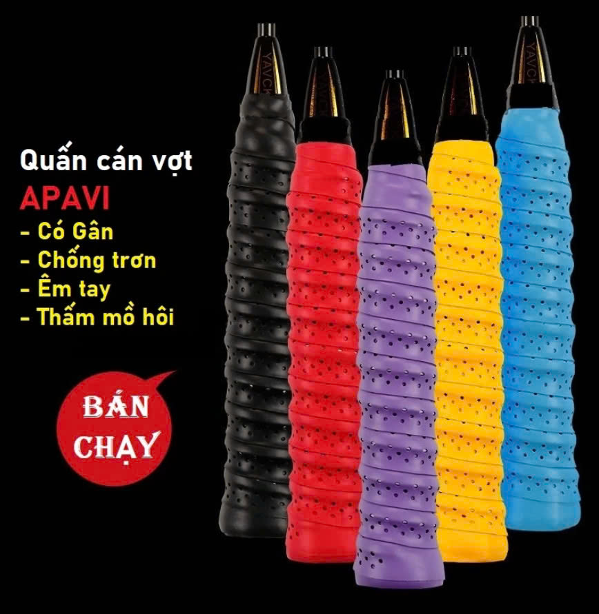 Quấn Cán Vợt Cầu Lông Dày Siêu Êm Tay Chống Trơn Chuyên Dùng Cho Vợt Bám Tay Thấm Hút Mồ Hôi Tốt Cao Cấp có Gân lỗ thoáng khí bề mặt - Giao Màu Ngẫu Nhiên
