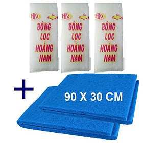 2 Xốp Lọc 90x30cm & 3 Bông Lọc 60x13cm | Vật Liệu Lọc Nước Hồ Cá Hiệu Quả