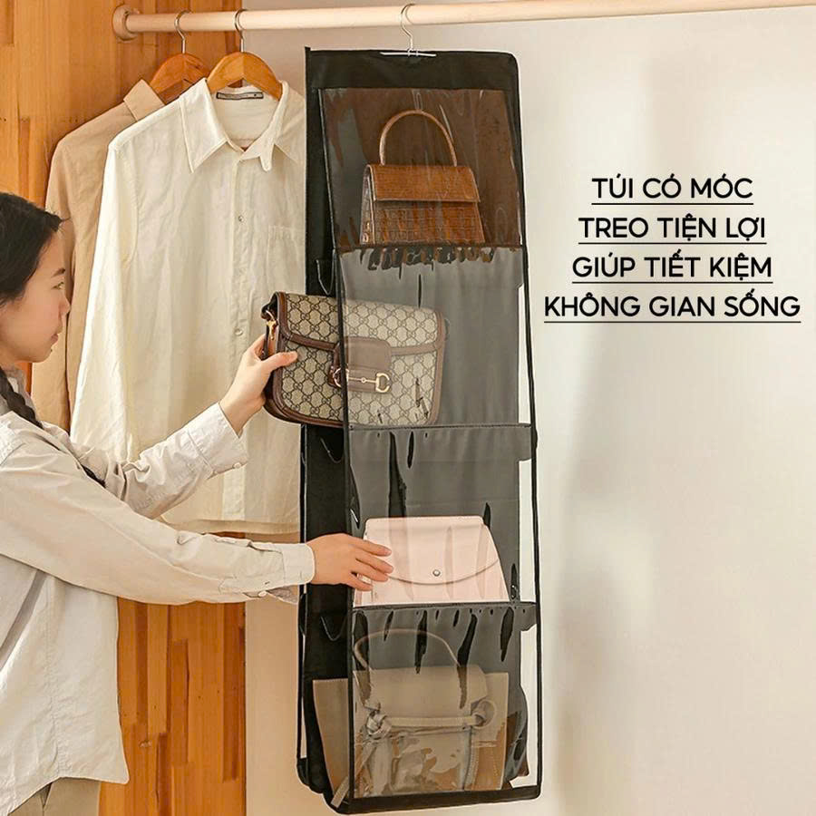 Túi Treo 2 Mặt Bảo Vệ Giỏ Xách – Chống Bụi, Gấp Gọn, Tiết Kiệm Không Gian