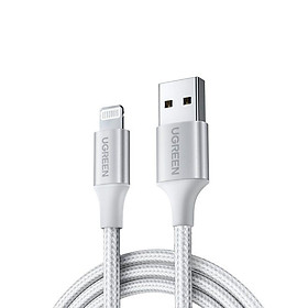 Ugreen UG60159US291TK 0.25m màu trắng cáp USB 2.0 A ra Lightning MFI đầu bọc nhôm mà nickel chống nhiễu 25cm - HÀNG CHÍNH HÃNG