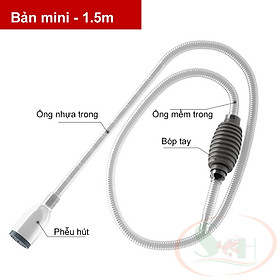 Bộ hút cặn thay nước bể DIY bóp tay vệ sinh hồ cá tép cảnh thủy sinh