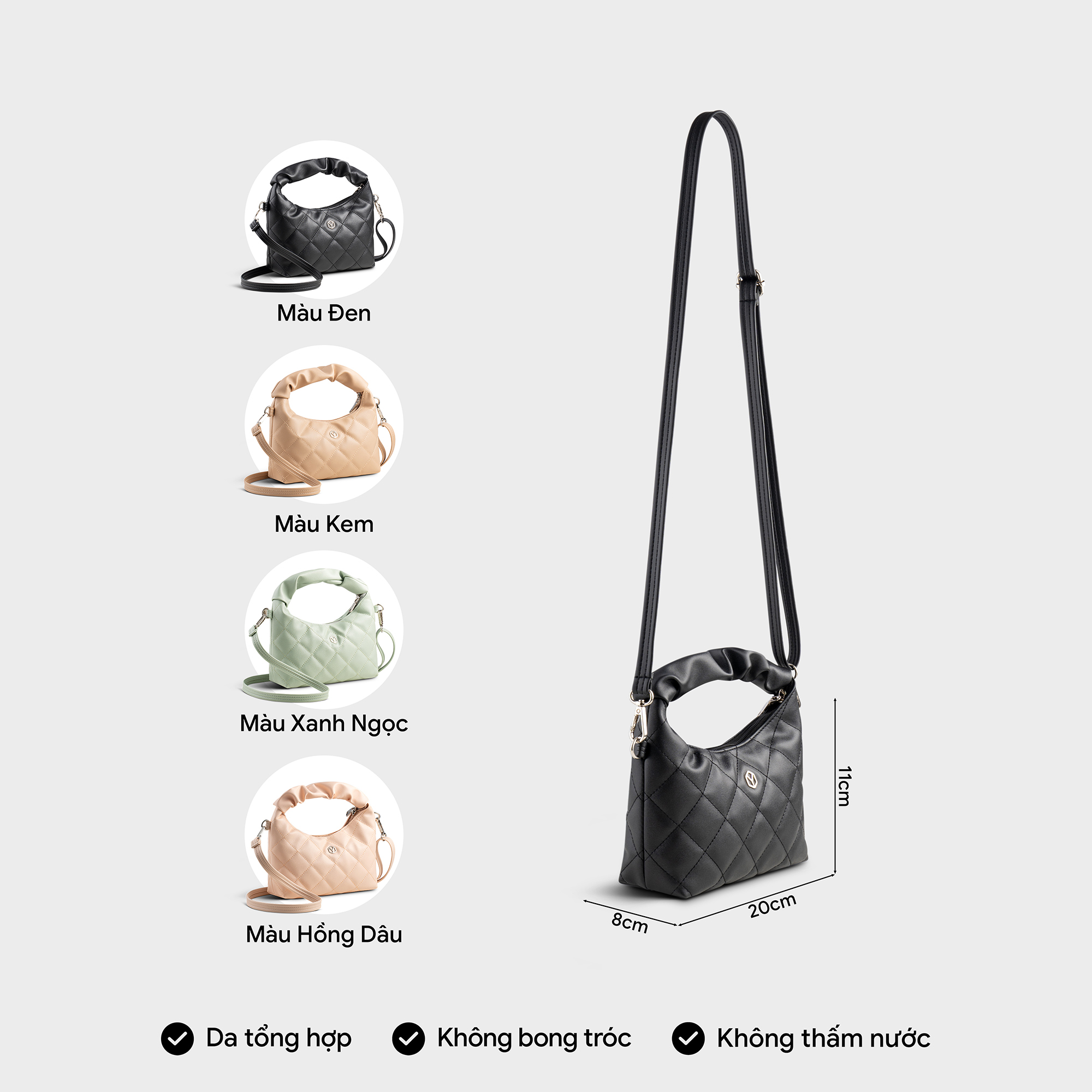 Túi Yuumy ( Thời trang nữ thiết kế quai nhúm size 20 - Túi đeo chéo da Seasand YN271 )