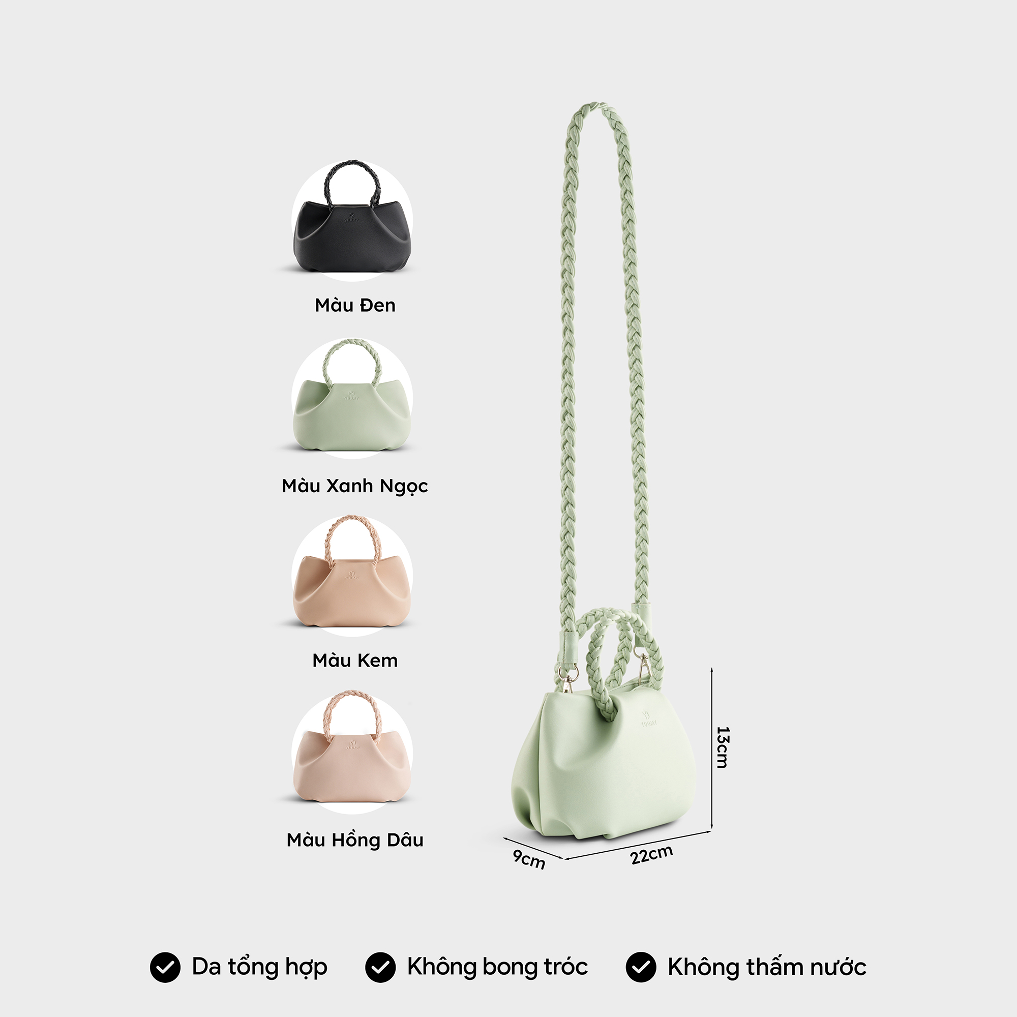 Túi Yuumy ( Thời trang nữ kiểu đám mây size 22 - Túi đeo chéo da Seasand YN257 )