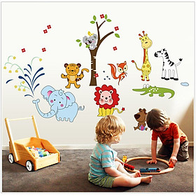 Decal dán tường vườn thú của bé - combo 2 bộ AmyShop