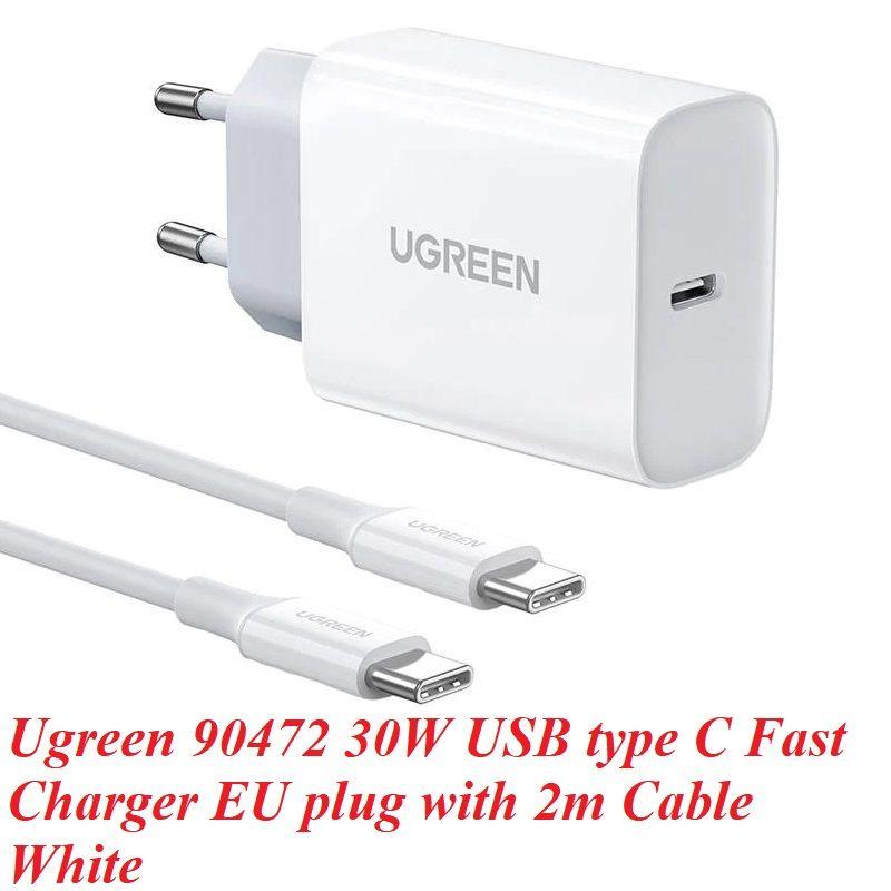 Ugreen UG90472CD127TK 30W 2M Màu Trắng Bộ sạc nhanh Pd và cáp Type-C chuẩn cắm EU - HÀNG CHÍNH HÃNG