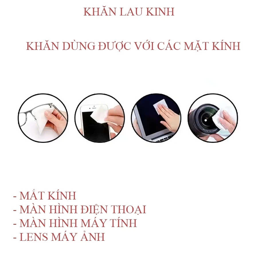 Combo 100 Khăn Lau Mắt Kính Nano- Miếng Giấy Lau Kính Chống Bám Hơi Nước, Lau Sạch Vân Tay Bụi Bẩn Công Nghệ Nhật Bản - Hàng Chính Hãng