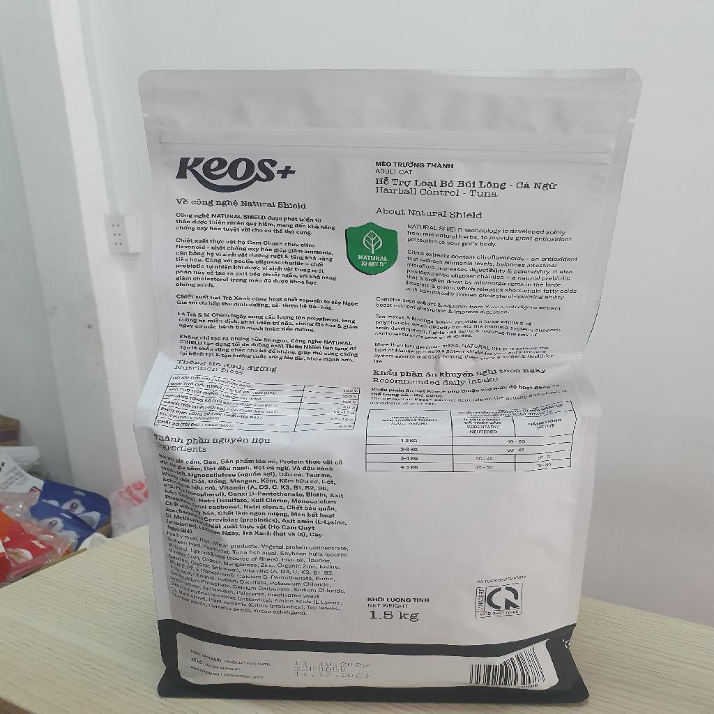9KG Thức ăn cho mèo trưởng thành Keos Plus hỗ trợ LOẠI BỎ BÚI LÔNG - Vị cá ngừ