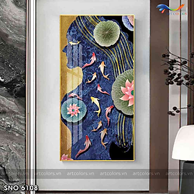 Tranh treo tường - Tranh tráng gương Cửu ngư quần hội