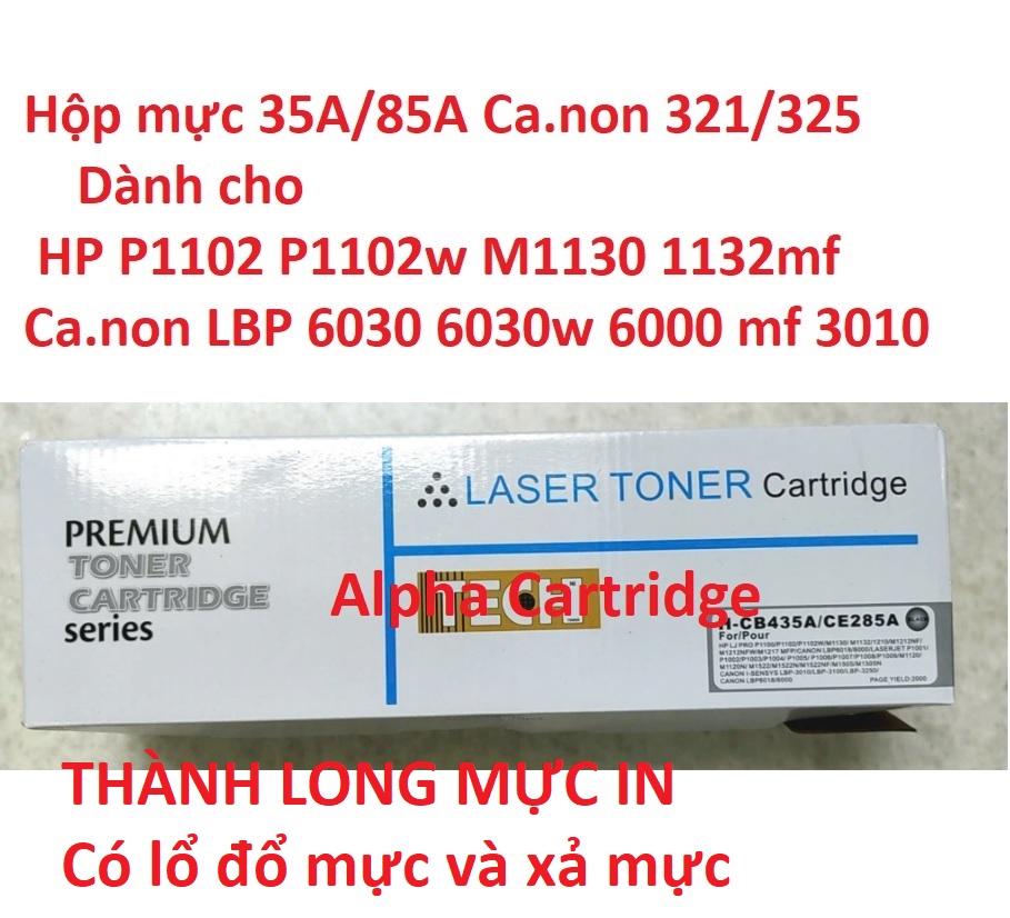 Hộp mực 85A dành cho máy in HP P1102 P1102w HP M1132 MFP, HP M1212NF Canon LBP 6030 6030w 6000 -Hàng chính hãng Alpha Cartridge
