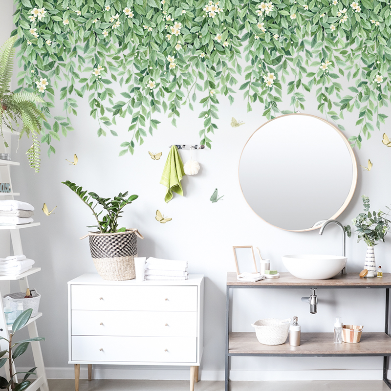Sticker Giấy Dán Tường Decal Dán tường Tranh Dán Tường Trang Trí Tường Mẫu Hoa Lá Phong Cách Vintage ZDB-2579