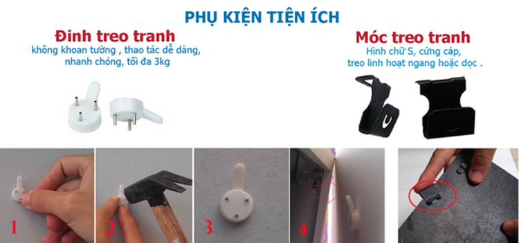 Bộ 4 Khung Hình Kính Treo Tường Tặng Sơ Đồ Treo Tranh Và Đinh Treo Tranh - Khung Hình Phạm Gia PGCTK50