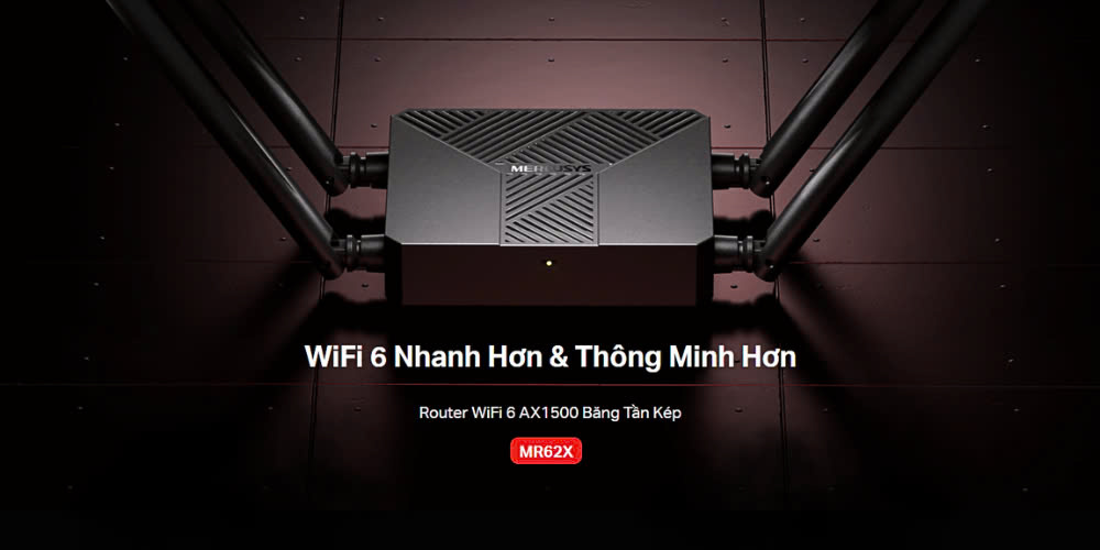 Bộ phát Wifi Mercusys MR62X ( Router ) WiFi 6 AX1500 Băng Tần Kép - Hàng Chính Hãng