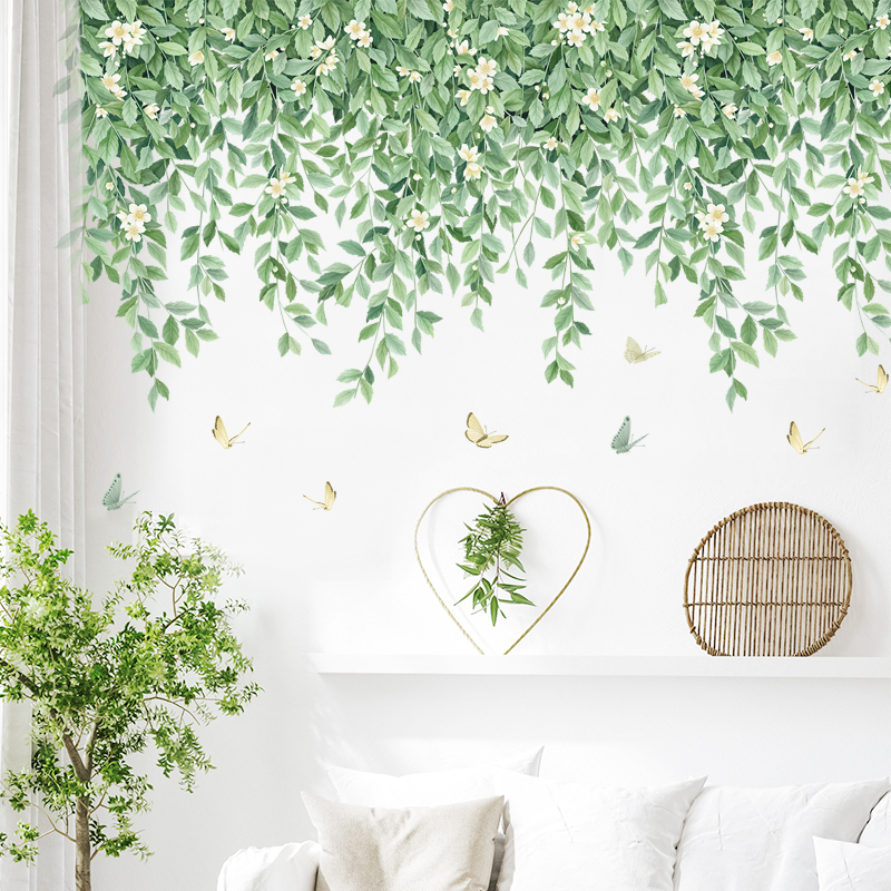 Sticker Giấy Dán Tường Decal Dán tường Tranh Dán Tường Trang Trí Tường Mẫu Hoa Lá Phong Cách Vintage ZDB-2579