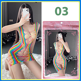 Đồ Ngủ Liền Thân Sexy Bodysuit Đan Lưới Ôm Body 7 Sắc Cầu Vồng Gợi Cảm BT1245 - Đồ Ngủ Nữ Mặc Nhà
