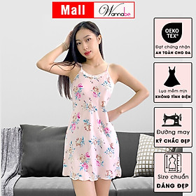 Đầm ngủ WANNABE DNW01 váy ngủ hai dây đơn giản vải lụa mango mịn, mát họa tiết bông hoa xinh xắn chăm sóc giấc ngủ