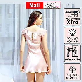 Đầm ngủ phi lụa WANNABE DNS06 váy ngủ tay cánh tiên phối ren hoa nhẹ nhàng che vai thô