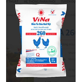 Cám gà 260 dành cho gà lông màu trưởng thành, gà vỗ béo, gà nhỡ