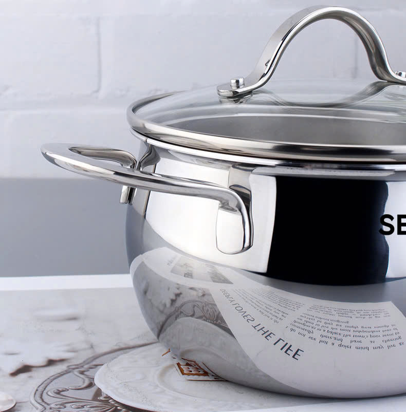 Nồi Canh SEKA Inox Cao Cấp Size 16cm, 20cm, 26cm nồi hầm kho thịt kho cá, nồi dùng cho mọi loại bếp