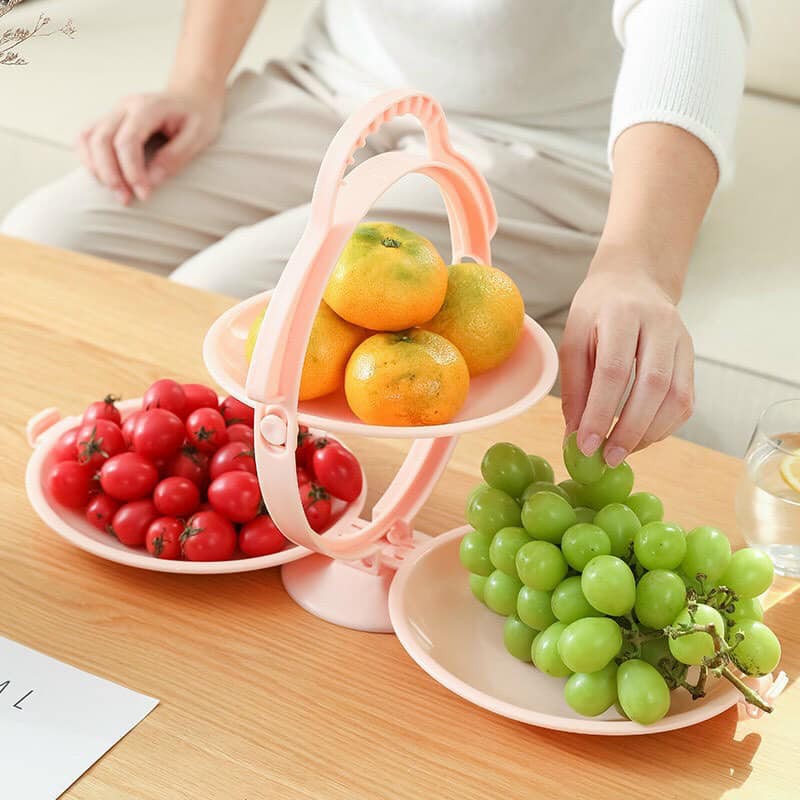 Khay Đĩa Mứt Gấp Gọn Để Bàn - Tích Hợp 3 đĩa Đựng Hoa Quả, Bánh Kẹo, Mứt Tết - Chất Liệu Nhựa ABS Cao Cấp Chính Hãng MINIIN- Giao Màu Ngẫu Nhiên