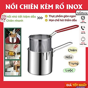 Bộ Nồi Chiên Ngập Dầu Kèm Rổ  Lọc Dầu 2 IN 1 - Nồi Chiên Nhúng Ngập Dầu Inox 304 Cao Cấp Có Tay Cầm Không Nắp Tiện Dụng