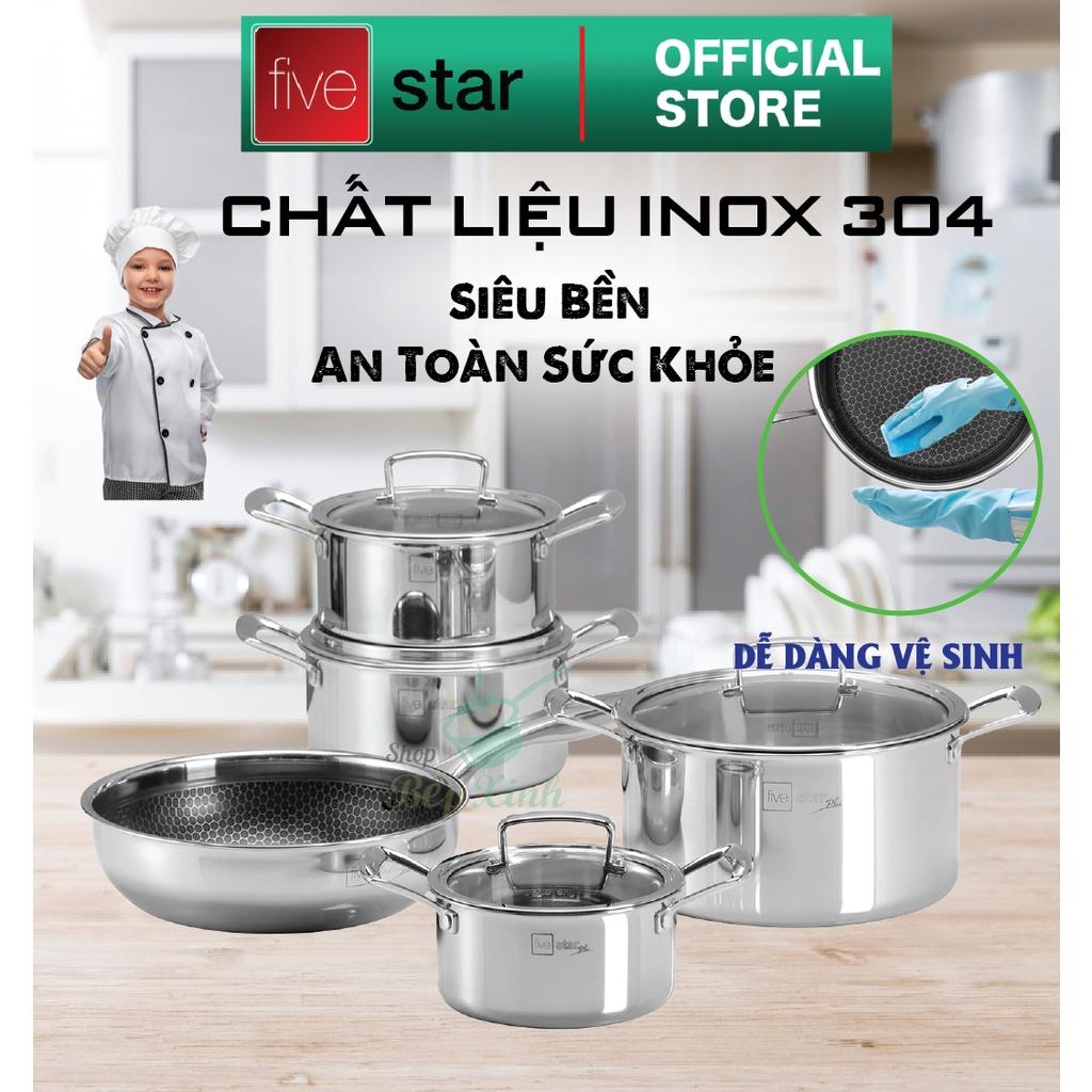Bộ nồi chống dính 3 lớp đáy liền inox 304 BlackCube Fivestar Plus nắp kính công nghệ chống trầy xước , dùng được mọi bếp