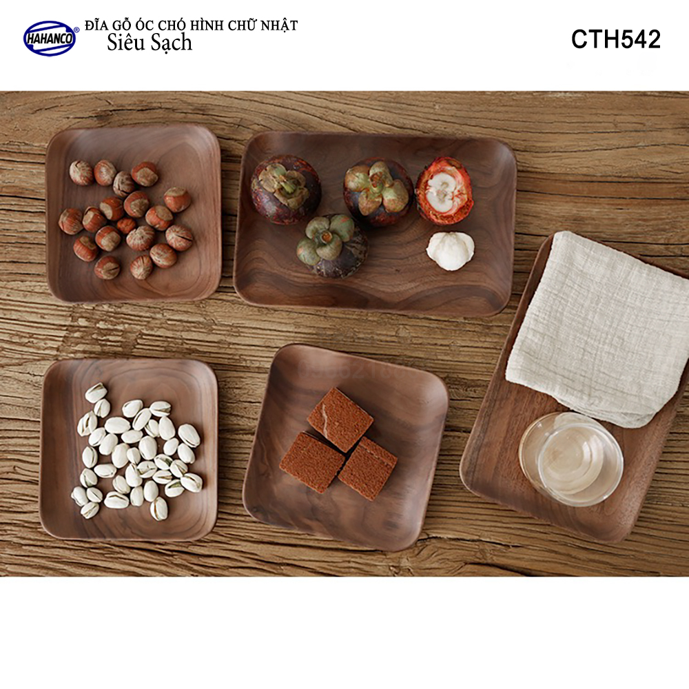 Khay/Đĩa chữ nhật gỗ Óc Chó nhập khẩu Mỹ nguyên khối - hàng Xuất Khẩu Châu Âu - CTH542 - đựng đồ ăn/trang trí - đĩa bánh mì/trái cây/ bít tết/ pizza/ phụ kiện chụp ảnh, bày món ăn trong nhà hàng - Sang trọng trên bàn ăn