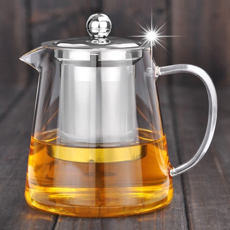 Bình pha trà thủy tinh crystan có lõi lọc trà và nắp inox - ANTH459