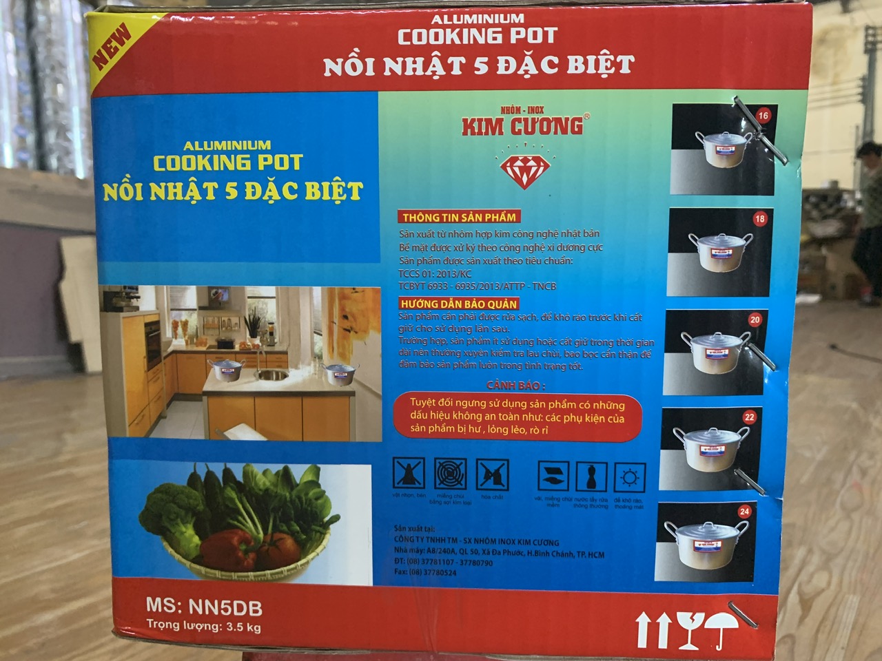 Bộ nồi Kim Cương ( ĐB ), (16, 18, 20, 22, 24cm) NN5DB, bộ nồi gồm 5 cái size 16cm, 18cm, 20cm, 22cm, 24cm