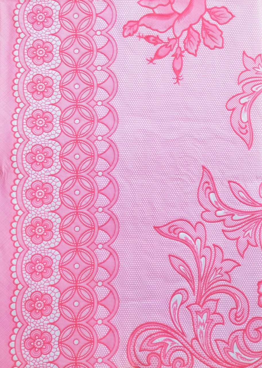 Khăn trải bàn PAULEE - 856B (150cm x 228 cm) hoa văn hồng - không thấm nước