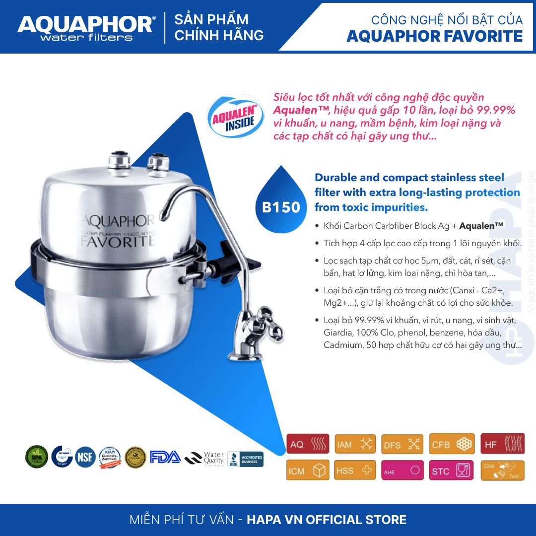 Lõi Lọc Nước AQUAPHOR B150 Thay Cho Máy Lọc Nước AQUAPHOR FAVORITE - Hàng Chính Hãng