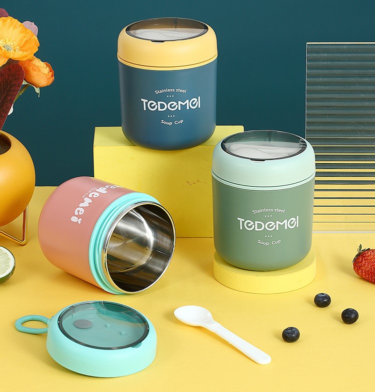 Bình Ủ Cháo TEDEMEL 530ml LÕI INOX KHÔNG GỈ An toàn cho bé - Hàng chính hãng