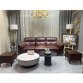 Sofa băng 100% da bò Italy Tundo màu nâu SFBCT06 hàng cao cấp chuẩn da bò nhập khẩu Ý