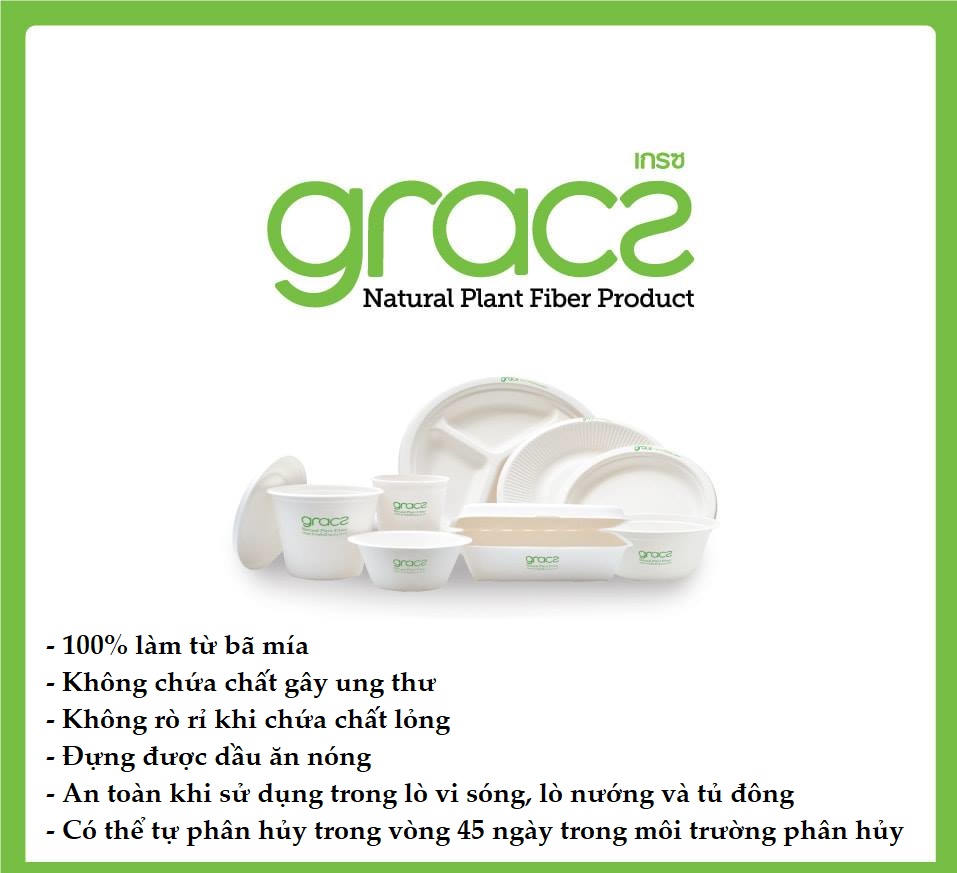 Hộp cơm bã mía Thái Lan 600ml (10 cái/xấp) - thương hiệu Gracz