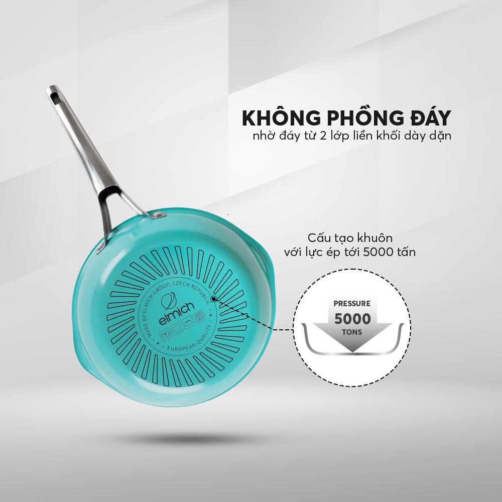 Chảo Xào Rán Chống Dính Inox 304 Liền Đáy Elmich Hera 8105 20cm/8106 24cm/8107 26cm/8108 28cm