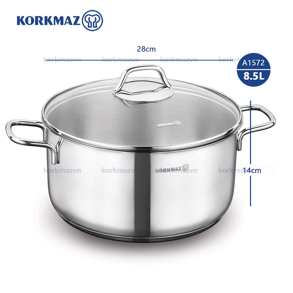 Nồi inox 18/10 Korkmaz Perla 8.5 lít - 28x14 cm