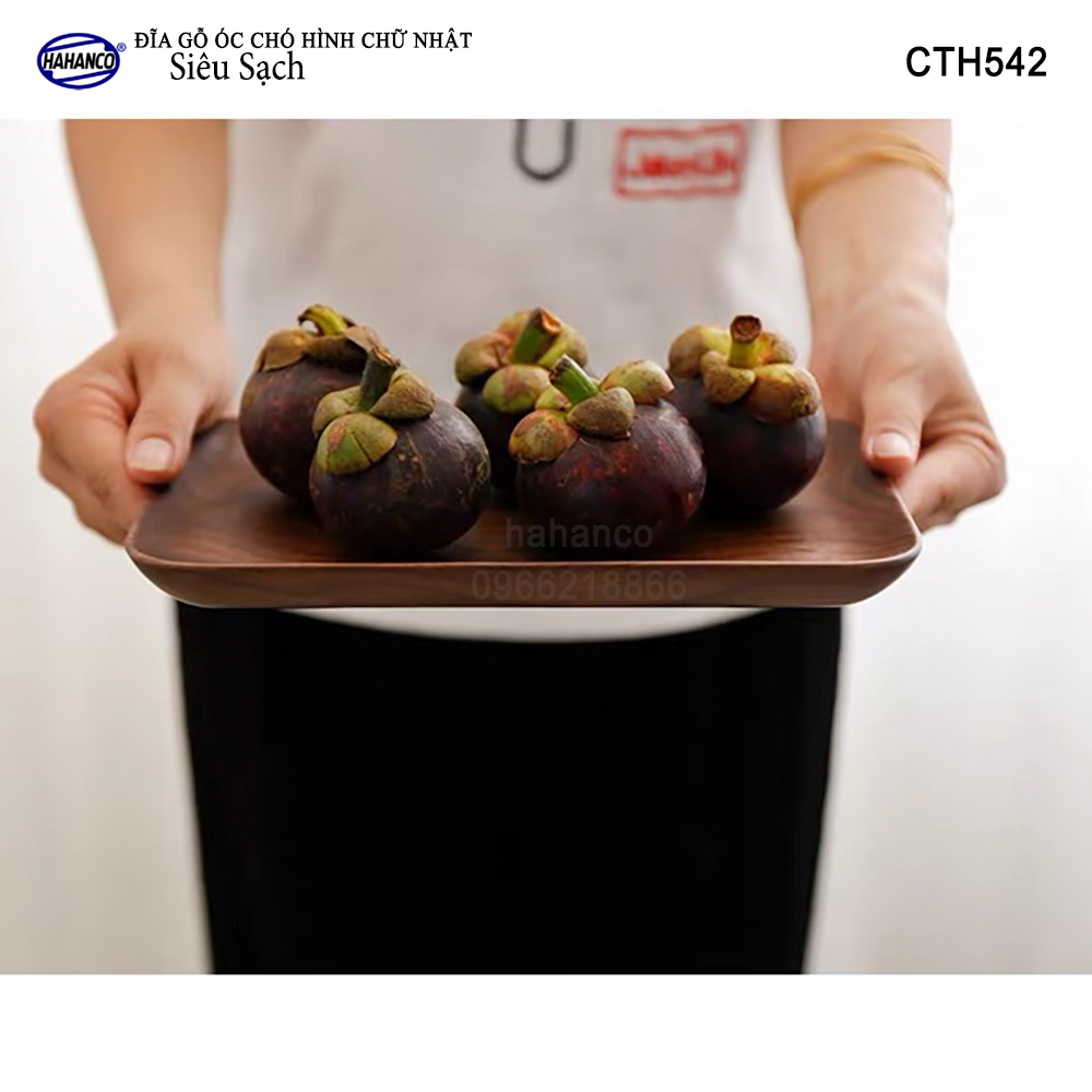 Khay/Đĩa chữ nhật gỗ Óc Chó nhập khẩu Mỹ nguyên khối - hàng Xuất Khẩu Châu Âu - CTH542 - đựng đồ ăn/trang trí - đĩa bánh mì/trái cây/ bít tết/ pizza/ phụ kiện chụp ảnh, bày món ăn trong nhà hàng - Sang trọng trên bàn ăn