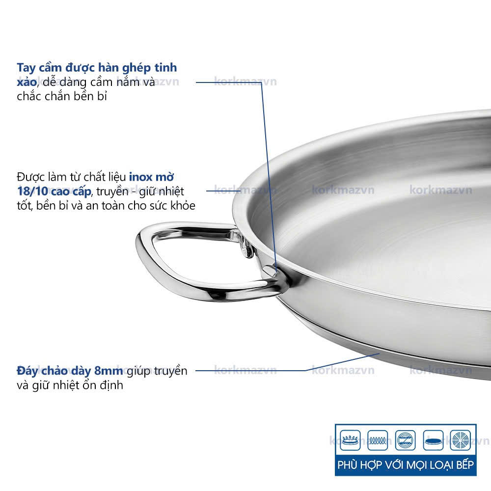 Chảo inox 18/10 Korkmaz Proline 24 cm - Omelette