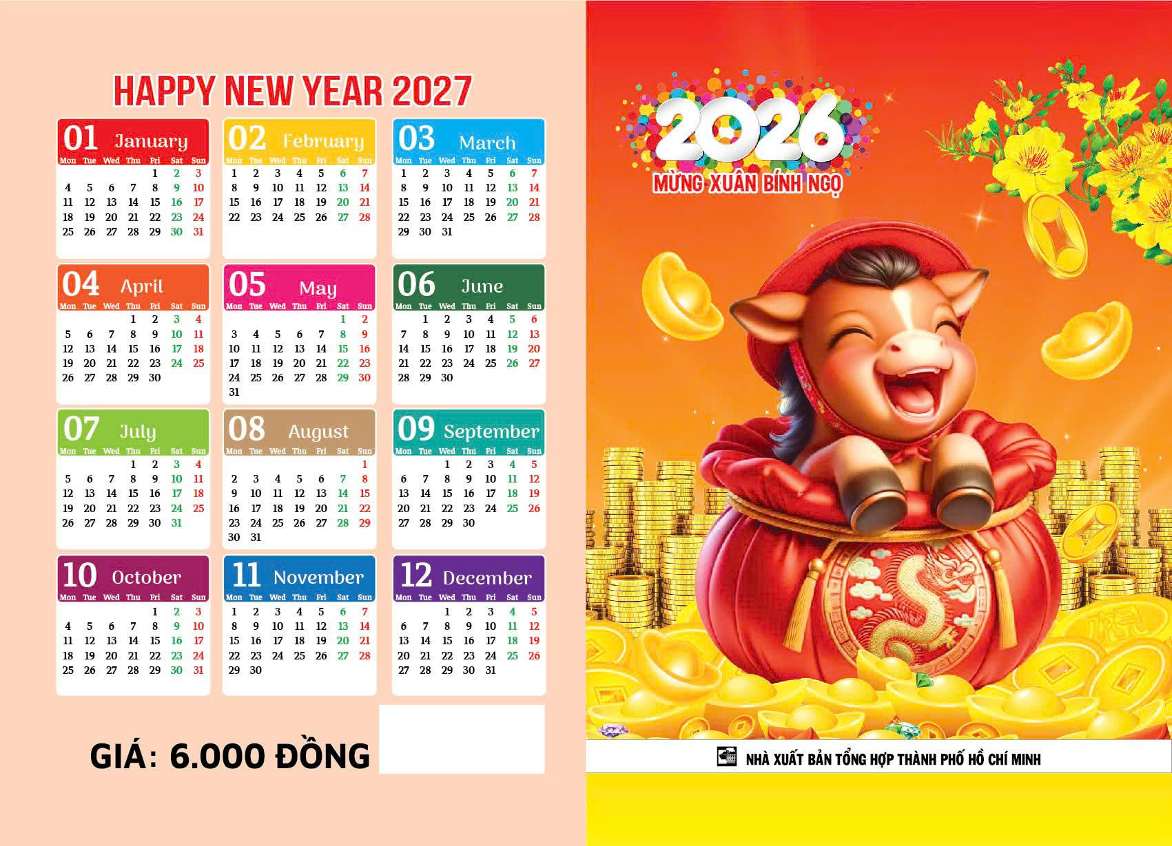 Bộ Combo 10 Lịch Túi Năm 2026 - Bính Ngọ